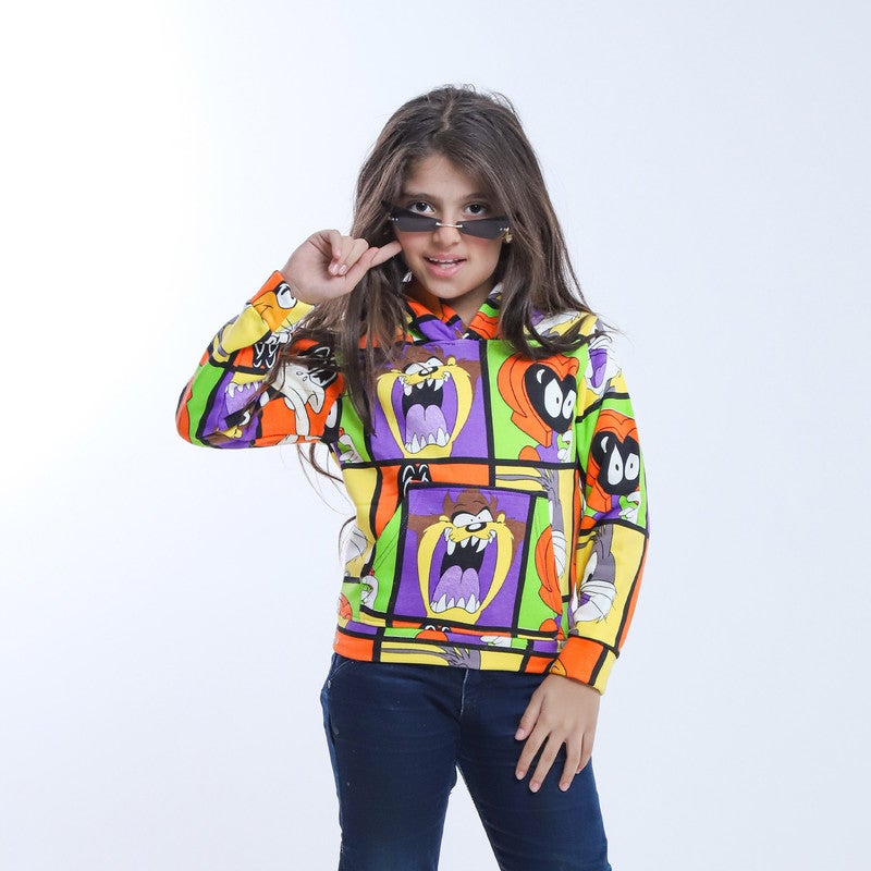 بيبو سويتشيرت بناتي مطبوع بكابيتشو أكمام طويلة_متعدد الالوان - Image 4